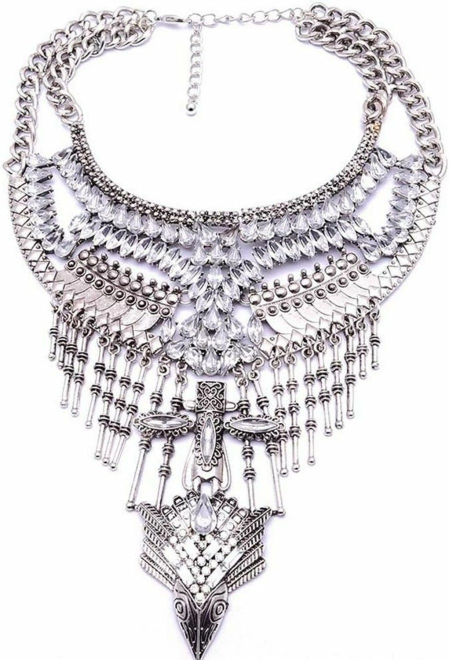 Necklaces | YAZILIND Yazilind Exaggerated Chunky Necklace Luxury Rhinestone Long Clavicle Chain Jewelry Women Party Gift