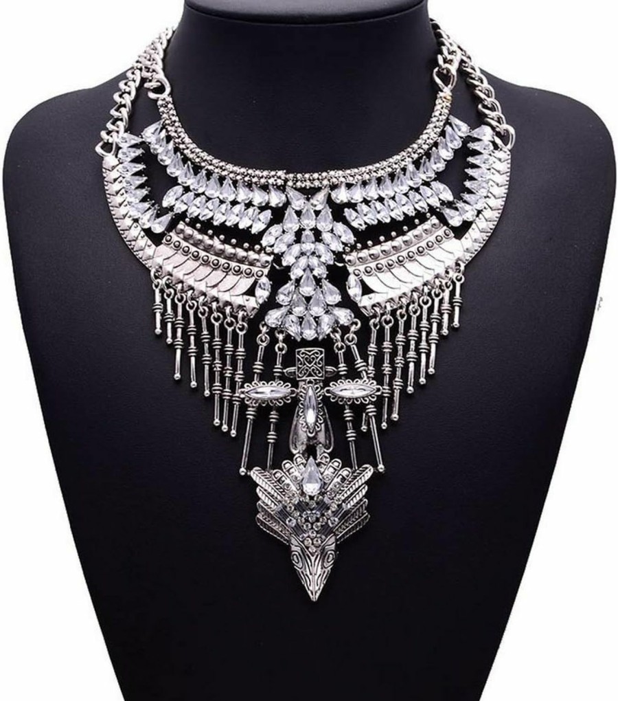 Necklaces | YAZILIND Yazilind Exaggerated Chunky Necklace Luxury Rhinestone Long Clavicle Chain Jewelry Women Party Gift