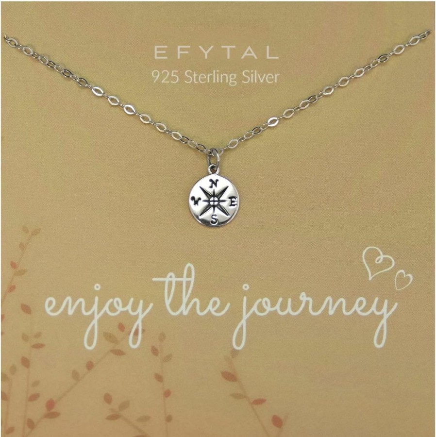 Necklaces | EFYTAL Efytal Graduation Gifts For Her 2022, Sterling Silver Or Gold Plated Compass Necklace, High School Or College Graduation Gifts For Her, Farewell Gifts For Coworkers, Inspirational Gifts For Women