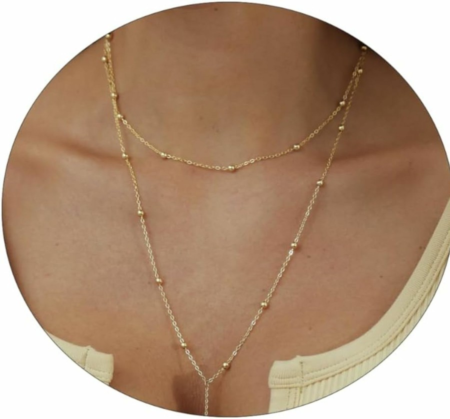 Necklaces | Sewyer Sewyer Gold Y Necklace For Women 14K Gold Plated Y-Shaped Drop Necklaces Cz Long Necklace Cubic Zirconia Pendant Layered Long Lariat Necklace Women Jewelry