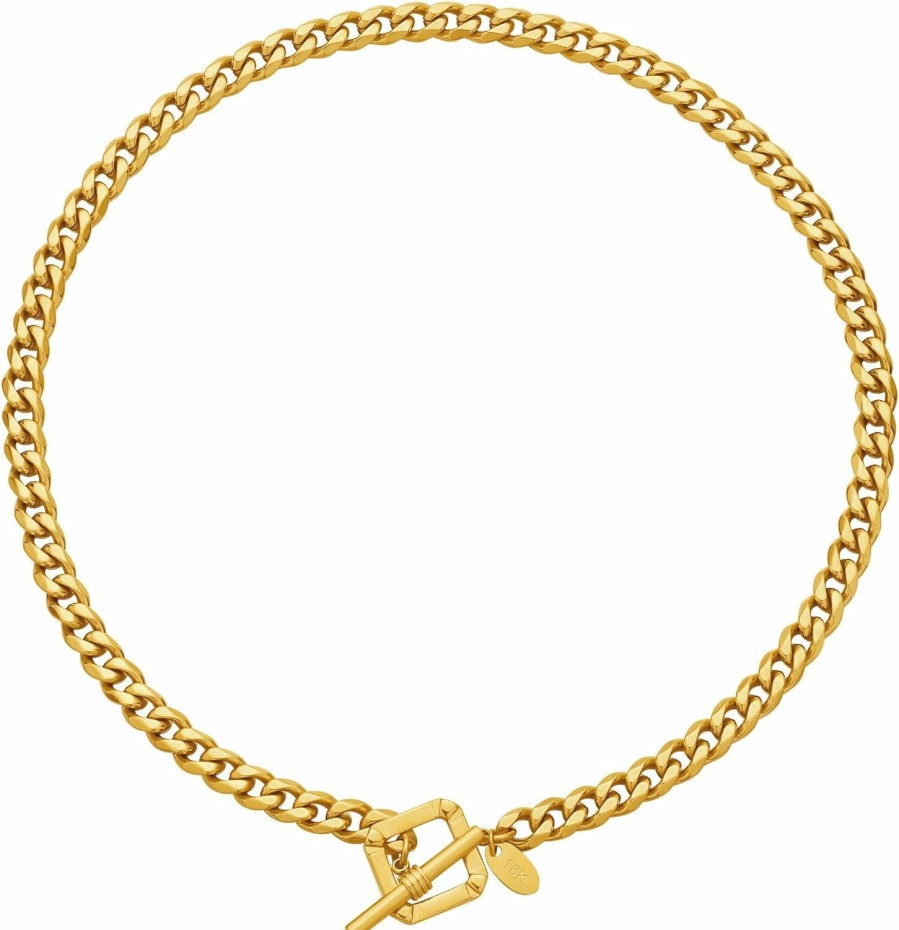 Necklaces | TRIPOD JEWELRY Womens 18K Real Gold Plated Initial Necklace Choker With Double D Letter, 6Mm 316L Stainless Steel Diamond-Cut Curb Cuban Link Chain(Custom Box And Pouch Packing For Gift)