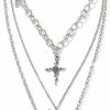 Necklaces | YERTTER Yertter Dainty Punk Layering Chunky Chain Choker Toggle Necklace Boho Jewelry Set Layered Butterfly Cross Angel Pendant Statement Necklace Festival Statement Necklace For Women Man