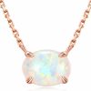 Necklaces | Ellena Rose Sterling Silver Opal Necklace, 925 Sterling Silver, Small Dainty Oval Opal Jewelry For Women, Gemstone Necklaces, Womens Jewelry, Simple Rose Gold Necklaces For Women